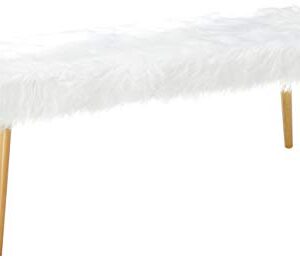 Christopher Knight Home Magnus Long Hair Furry Ottoman, White