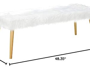 Christopher Knight Home Magnus Long Hair Furry Ottoman, White