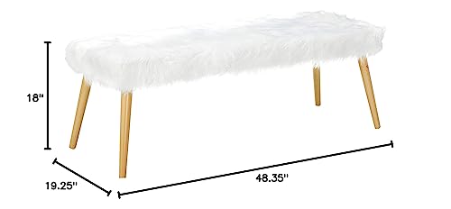 Christopher Knight Home Magnus Long Hair Furry Ottoman, White