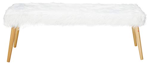 Christopher Knight Home Magnus Long Hair Furry Ottoman, White