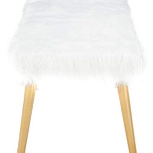 Christopher Knight Home Magnus Long Hair Furry Ottoman, White