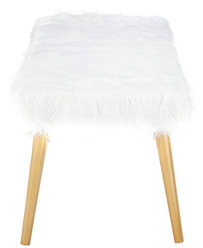 Christopher Knight Home Magnus Long Hair Furry Ottoman, White