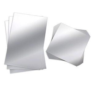 bbto 9 pieces mirror adhesive craft mirrors shatterproof sheet small mirror tiles flexible self adhesive non glass mirror plastic mirror wall stickers, 6 x 9 inches, 6 x 6 inches