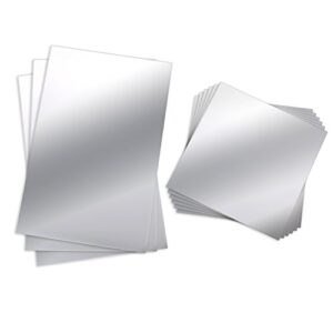 BBTO 9 Pieces Mirror Adhesive Craft Mirrors Shatterproof Sheet Small Mirror Tiles Flexible Self Adhesive Non Glass Mirror Plastic Mirror Wall Stickers, 6 x 9 Inches, 6 x 6 Inches