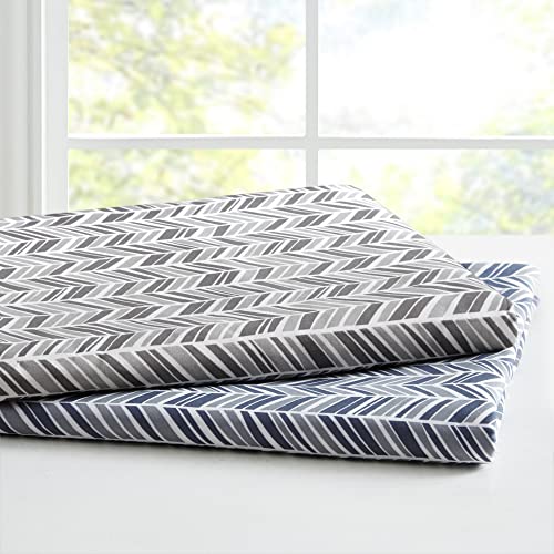 Madison Park Essentials Chevron Printed Ultra Soft 4 Piece Sheet Set, Grey, Queen