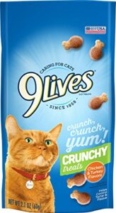 9lives crunchy cat treats, chicken & turkey flavor, 2.1 ounce bag (pack of 12)