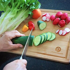 Extra Large Organic Bamboo Cutting Board for Kitchen - Wood Butcher Block - Wood Cutting Board with Juice Groove - Kitchen Chopping Board for Meat, Cheese and Vegetables, 18 x 12” - Pristine Bamboo