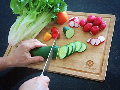 Extra Large Organic Bamboo Cutting Board for Kitchen - Wood Butcher Block - Wood Cutting Board with Juice Groove - Kitchen Chopping Board for Meat, Cheese and Vegetables, 18 x 12” - Pristine Bamboo