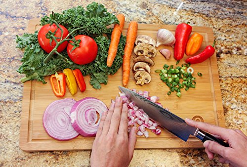 Extra Large Organic Bamboo Cutting Board for Kitchen - Wood Butcher Block - Wood Cutting Board with Juice Groove - Kitchen Chopping Board for Meat, Cheese and Vegetables, 18 x 12” - Pristine Bamboo