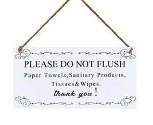 kaishihui warning sign- please do not flush paper towels, sanitary products, tissues & wipes vintage style sign/plaque (5" x 10")