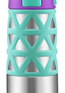 Ello Max Vacuum Insulated Stainless Steel Kids Water Bottle with Silicon Sleeve, 12 oz, Mint/Purple