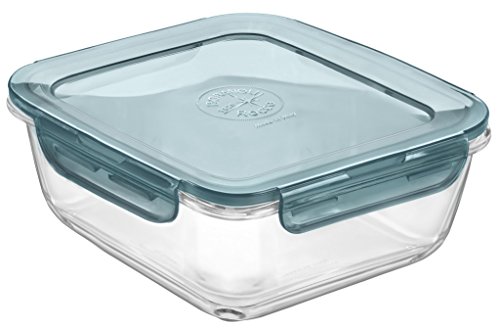 Bormioli Rocco Frigoverre Evolution Collection - 7-Inch Square Container - 1.4 Liter (47.25 oz.)- Grey