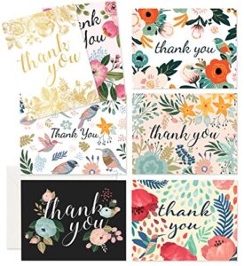 polite society thank you cards - 37 beautiful thank you card - blank cards - white envelopes included - bridal, baby showers and business (37 pack - bonus 24k gold card)