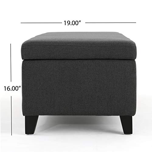 Christopher Knight Home York Fabric Storage Ottoman, Dark Grey Large