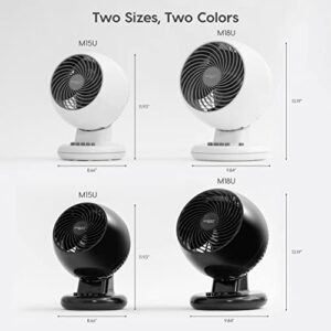 IRIS USA WOOZOO Oscillating Fan, Vortex Fan, Air Circulation, 3 Speed Settings, 6 Tilting Head Settings, 46ft Max Air Distance, Medium, Black