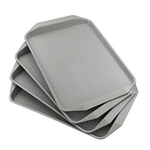 anbers grey plastic serving tray/cafeteria fast food tray,12" by 16", pack of 4