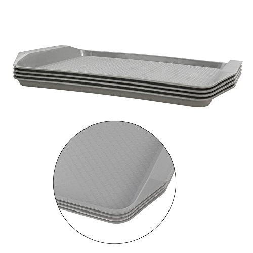 Anbers Grey Plastic Serving Tray/Cafeteria Fast Food Tray,12" by 16", Pack of 4