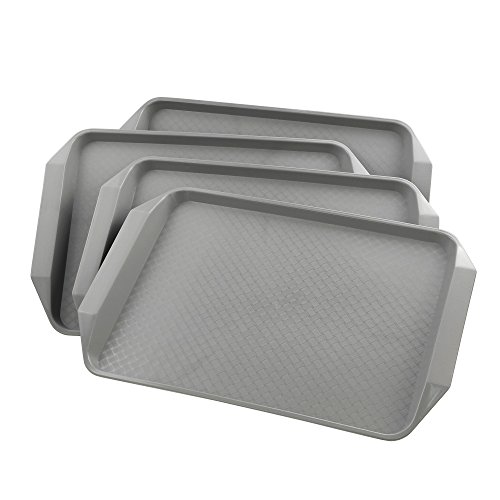 Anbers Grey Plastic Serving Tray/Cafeteria Fast Food Tray,12" by 16", Pack of 4