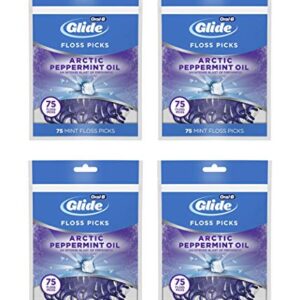 Oral-B Glide 3d White Floss Picks Radiant Mint, 75 Count (pack of 4)