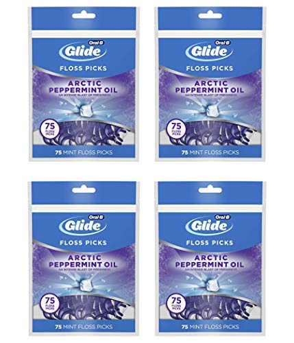 Oral-B Glide 3d White Floss Picks Radiant Mint, 75 Count (pack of 4)