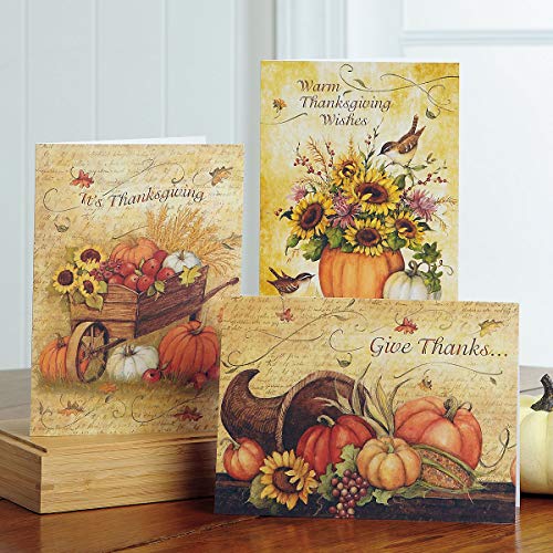 Current Harvest Thanksgiving Greeting Cards Set - Themed Holiday Card Variety Value Pack, Set of 6 Large 5 x 7-Inch Cards, Assortment of 3 Unique Designs, Envelopes Included