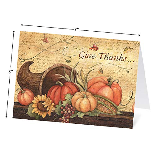 Current Harvest Thanksgiving Greeting Cards Set - Themed Holiday Card Variety Value Pack, Set of 6 Large 5 x 7-Inch Cards, Assortment of 3 Unique Designs, Envelopes Included