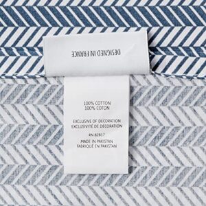 Lacoste 100% Cotton Percale Sheet Set, Herringbone Print, Vintage Indigo, 4 pcs, Full