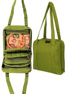yazzii oval craft organizer bag - portable organizer - arts & crafts storage bag organizer - multipurpose storage organizer for quilting, needlework, knitting, sewing, applique & jewelry green
