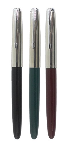 SIPLIV 3PCS Classic Fountain Pen Hero 616, in 3 Colors, Silver Trim