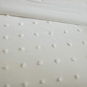 Urban Habitat Cotton Comforter Set - Jacquard Tufts Pompom Design All Season Bedding, Matching Shams, Decorative Pillows, King/California King (104 in x 92 in), Ivory 7 Piece