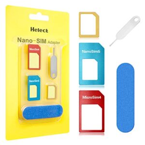 helect sim card adapter, 5-in-1 nano & micro sim card adapter kit converter with polish chip and eject needle - h1050