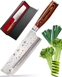 tradafor chopping knife - vegetable knife - usuba asian knife - japanese vegetable cleaver knife - kitchen knife - high carbon stainless pro japanese cleaver knife - gift in stylish gift box