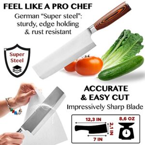 TradaFor Chopping Knife - Vegetable Knife - Usuba Asian Knife - Japanese Vegetable Cleaver Knife - Kitchen Knife - High Carbon Stainless Pro Japanese Cleaver Knife - Gift in Stylish Gift Box