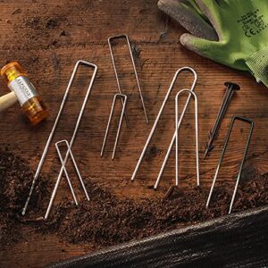 GardenMate 50-Pack Anti-Rust 6 Inch 11 Gauge Round-Top Heavy-Duty U-Shaped Garden Securing Stakes/Spikes/Pins/Pegs - Hot Dipped Galvanized Sod Staples for Anchoring Landscape Fabric