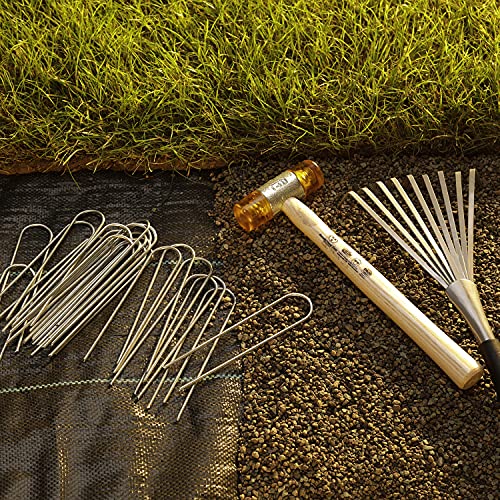 GardenMate 50-Pack Anti-Rust 6 Inch 11 Gauge Round-Top Heavy-Duty U-Shaped Garden Securing Stakes/Spikes/Pins/Pegs - Hot Dipped Galvanized Sod Staples for Anchoring Landscape Fabric