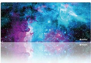 ikammo large galaxy desk mat mouse pad big deskpad desk cover extended cute computer mouse pad xxl big office desk mouse mat/pad with waterproof surface-optimized gaming surface (xxl-038, blue galaxy)