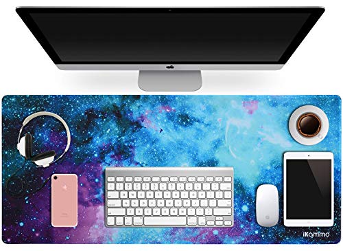 iKammo Large Galaxy Desk Mat Mouse Pad Big DeskPad Desk Cover Extended Cute Computer Mouse Pad XXL Big Office Desk Mouse Mat/Pad with Waterproof Surface-Optimized Gaming Surface (XXL-038, Blue Galaxy)