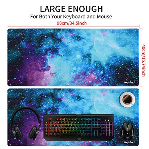 iKammo Large Galaxy Desk Mat Mouse Pad Big DeskPad Desk Cover Extended Cute Computer Mouse Pad XXL Big Office Desk Mouse Mat/Pad with Waterproof Surface-Optimized Gaming Surface (XXL-038, Blue Galaxy)