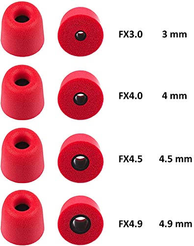 Xcessor FX4.5 (L) 4 Pairs of Memory Foam in Ear Earphone Large Size Earbuds. Replacement Ear Tips for All Popular in-Ear Headphones. Red