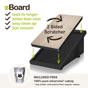 WAY BASICS Premium Cat Scratcher Incline Wedge Scratchy Ramp - Reversible zBoard Lasts 5X Longer (Free Silvervine Organic Catnip)