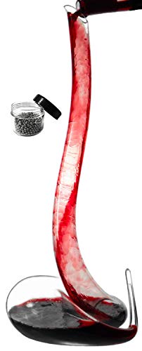 Le Sens Amazing Home Crystal Glass Cobra Wine Decanter, Red Wine Snake Shape Carafe, Cleaning Beads Set