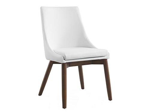 Casabianca Furniture CREEK White Eco-Leather/Walnut Legs Dining Chair by Casabianca Home,