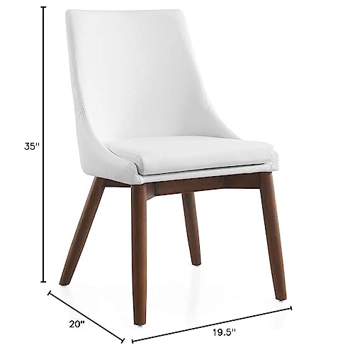 Casabianca Furniture CREEK White Eco-Leather/Walnut Legs Dining Chair by Casabianca Home,