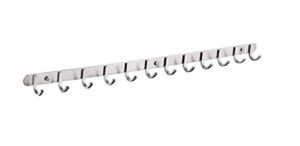 qt home decor hook/coat rack with 12 square hooks- modern wall mounted - ultra durable with solid steel construction, brushed stainless steel finish, super easy installation, rust and water proof.