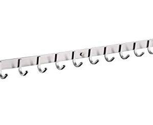 QT Home Decor Hook/Coat Rack with 12 Square Hooks- Modern Wall Mounted - Ultra Durable with Solid Steel Construction, Brushed Stainless Steel Finish, Super Easy Installation, Rust and Water Proof.