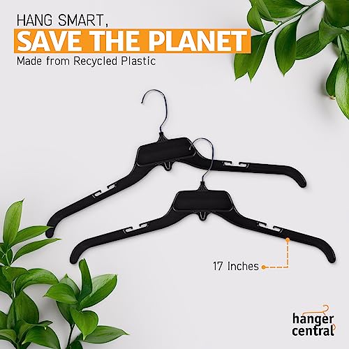 Hanger Central Heavy-Duty Black Plastic Closet Shirt Hangers, 17 Inch, 25 Pack