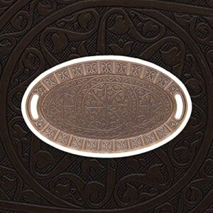 Alisveristime Turkish Ottoman Coffee Tea Beverage Serving Ellipse Tray (SMALL TRAY) (Copper)