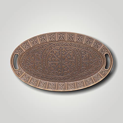 Alisveristime Turkish Ottoman Coffee Tea Beverage Serving Ellipse Tray (SMALL TRAY) (Copper)