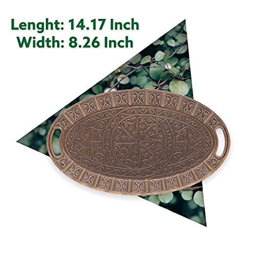 Alisveristime Turkish Ottoman Coffee Tea Beverage Serving Ellipse Tray (SMALL TRAY) (Copper)