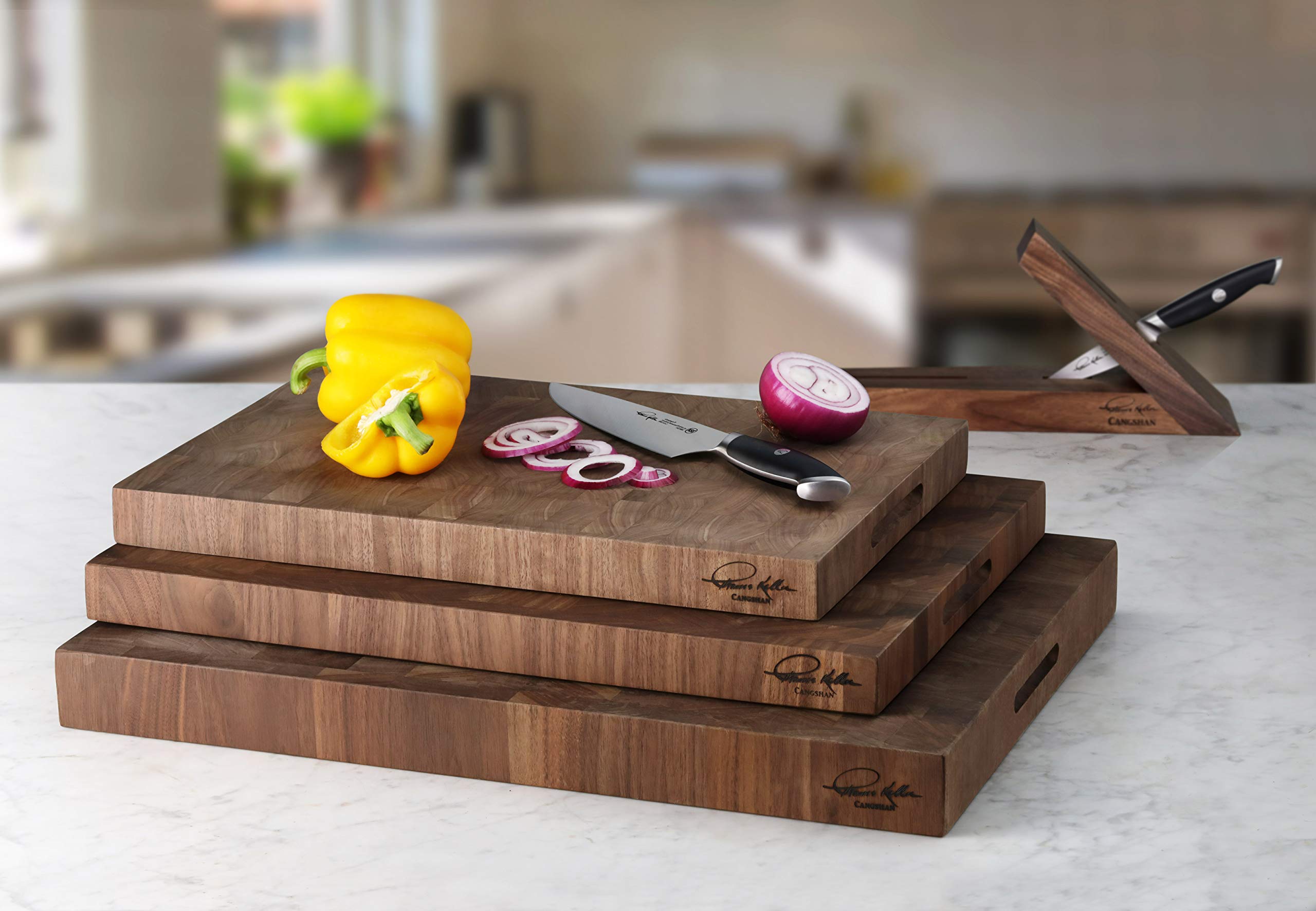 Cangshan | Thomas Keller Signature Collection Walnut End-Grain Cutting Board,16 x 22 x 2.0", Crafted in USA